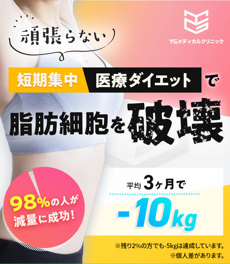 頑張らない!短期集中医療ダイエットで脂肪細胞を破壊!